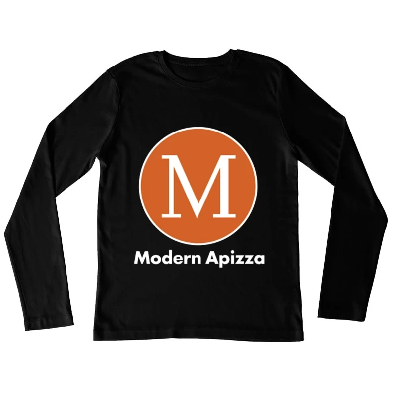 Modern Minimalist Orange Circle M Logo for Apizza Restaurant Female Long Sleeve T-Shirt