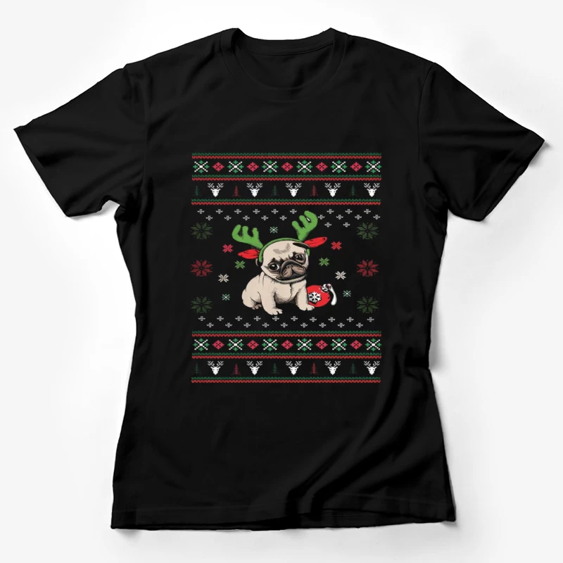 Chien de Noël avec bois de renne Femme T-Shirt