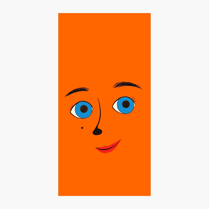 Minimalist Cartoon Face with Blue Eyes and Red Lips iPhone Case