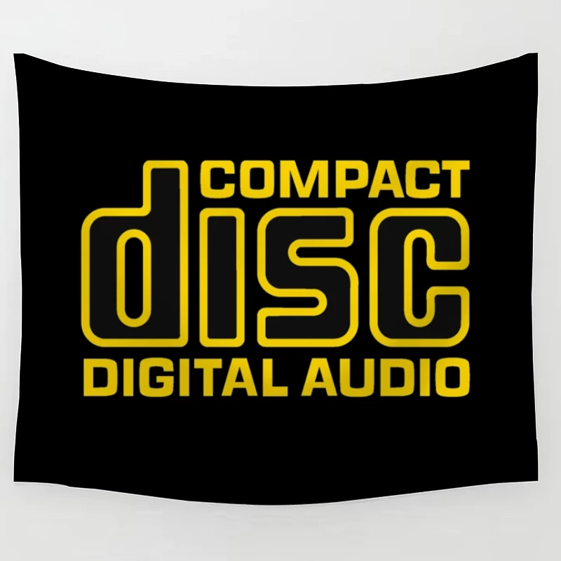 Vintage Compact Disc Digital Audio Yellow Logo Design Tapestry