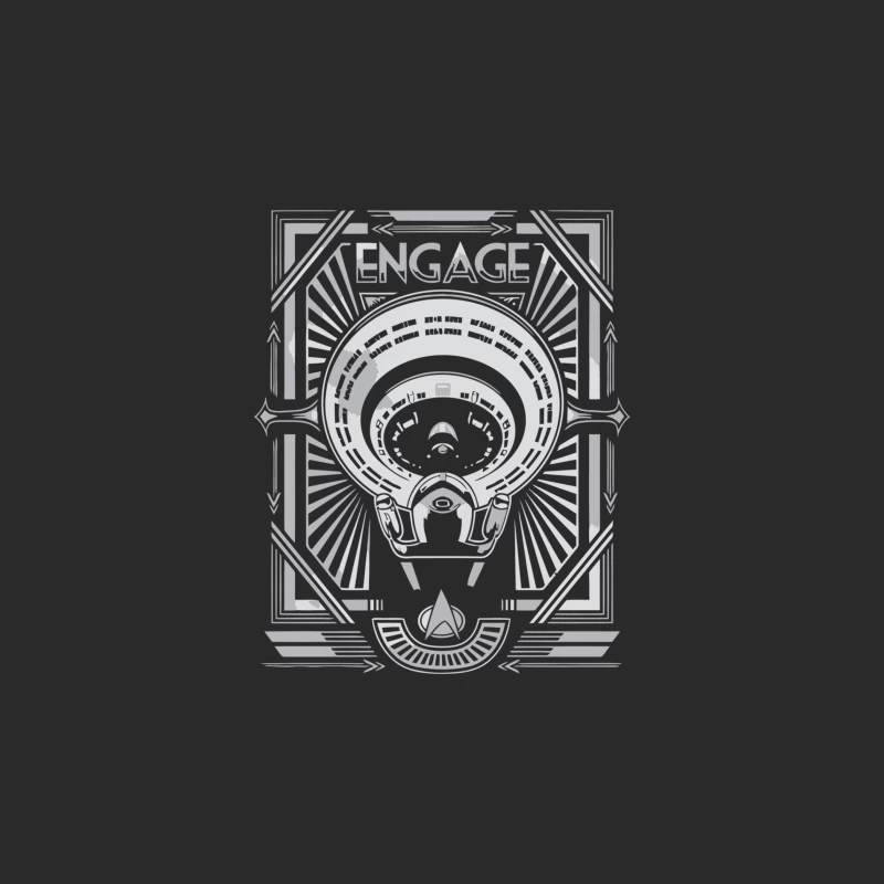Futuristic Star Trek Enterprise Geometric Design with "Engage" Command Baseball Cap
