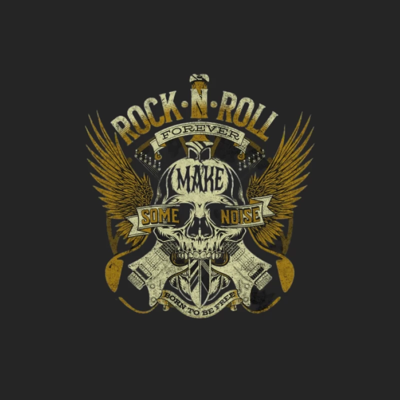 Crâne de Rock and Roll avec des ailes Homme Sweat-shirt à enfiler