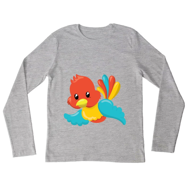 Oiseau dessin animé coloré Femme Manches Longues T-Shirt