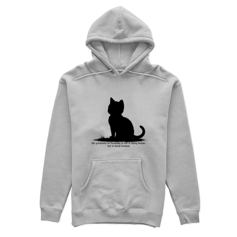 Black Cat Silhouette with Humane Message Female Pullover Hoodie