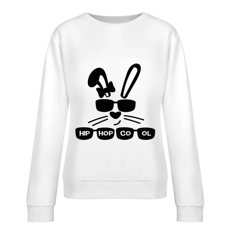 Design de lapin avec lunettes et texte Femme Sweat-shirt à enfiler