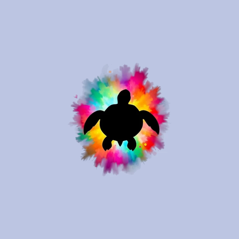 Colorful Turtle Silhouette Art Desk Mat