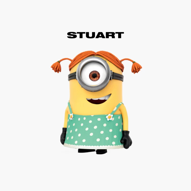 Stuart the Minion: Animated Character in Polka Dot Dress Cotton Tote Bag
