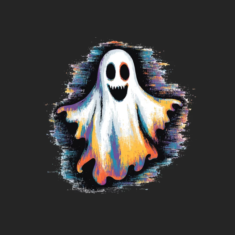 Colorful Spooky Ghost Halloween Illustration Female Pullover Sweatshirt