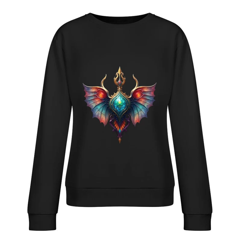 Mystical Dragon Wing Pendant with Turquoise Crystal Female Pullover Sweatshirt