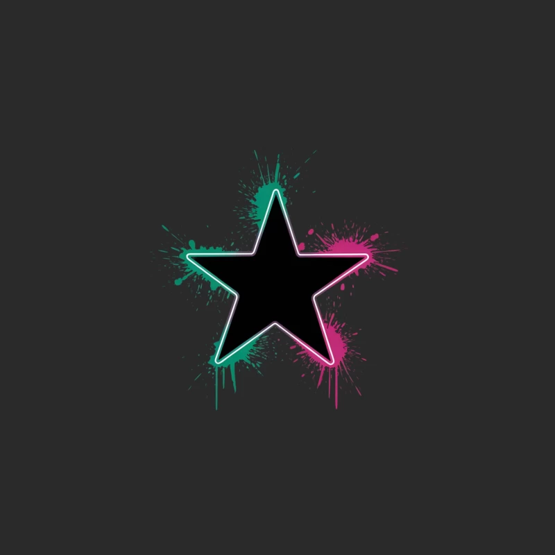 Neon Graffiti Star with Green and Pink Splash Baseball Cap