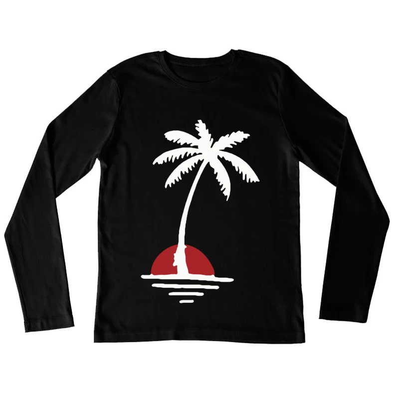 Palme bei Sonnenuntergang Damen Langarm T-Shirt