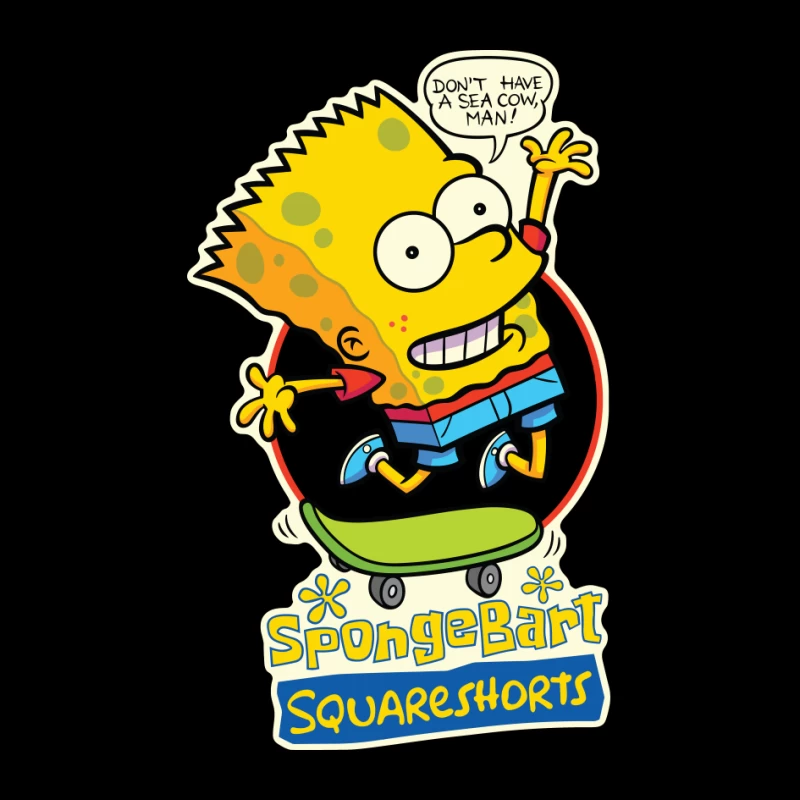 SpongeBart Squareshorts Skateboarding Character Pin