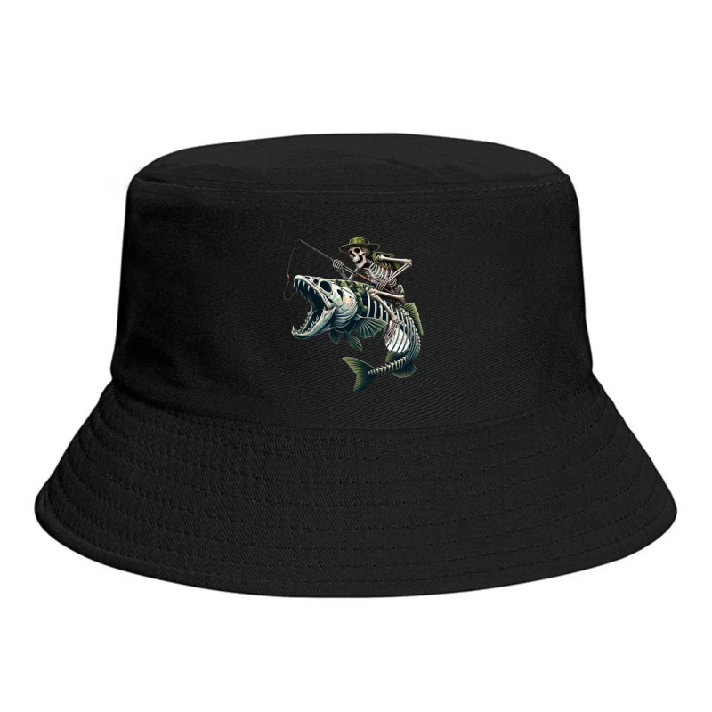 Skeleton Fishing in a Humorous Style Bucket Hat