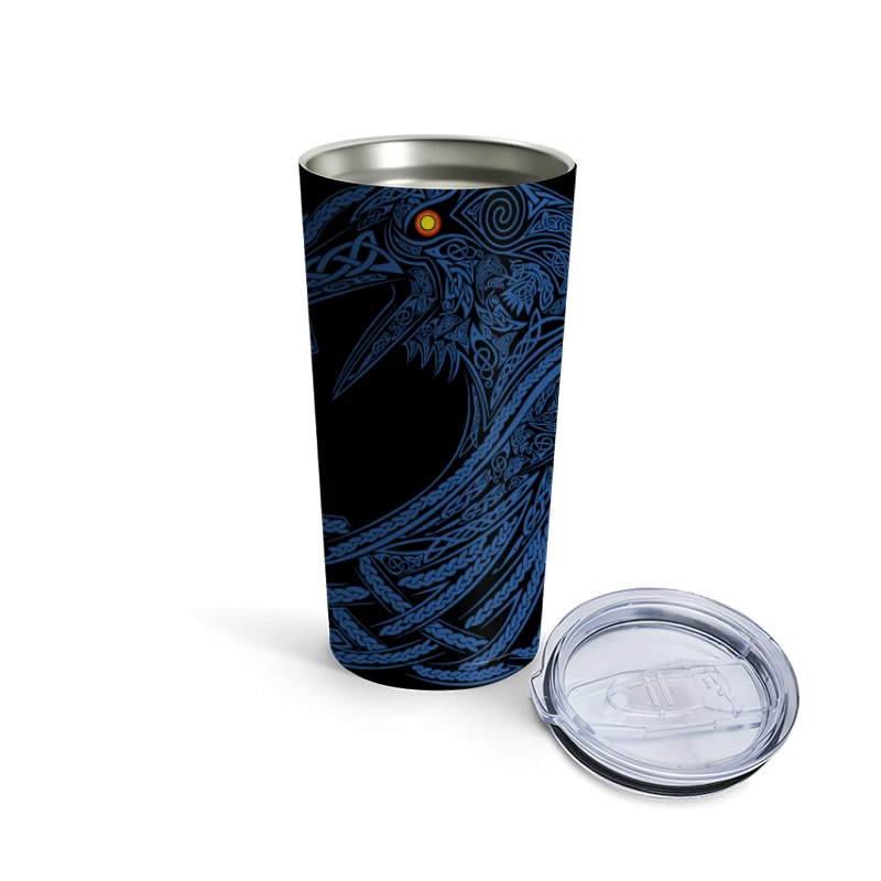 Intricate Celtic Knotwork Raven Illustration Travel Mug