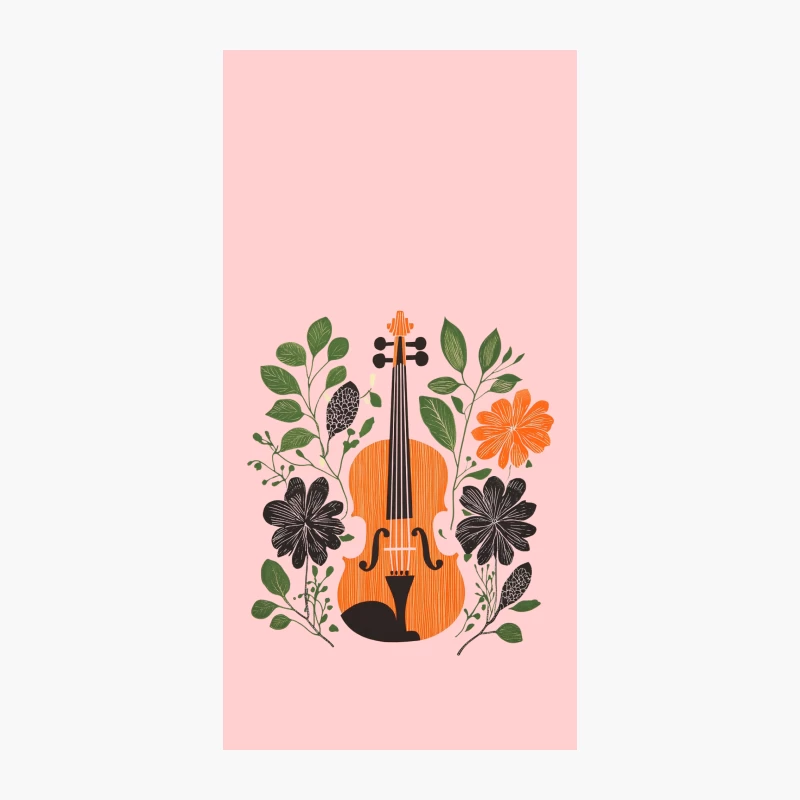 Harmonious Blend: Violin and Floral Illustration iPhone Case