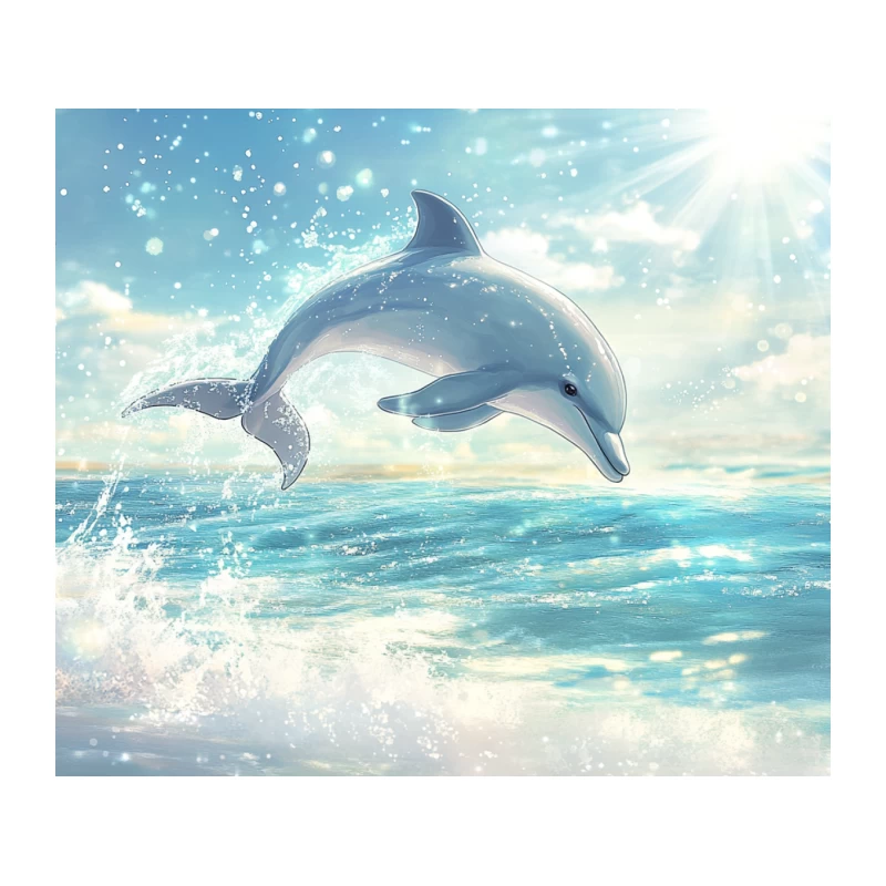 Magical Dolphin Leaping in Sunlit Ocean Splendor Tapestry