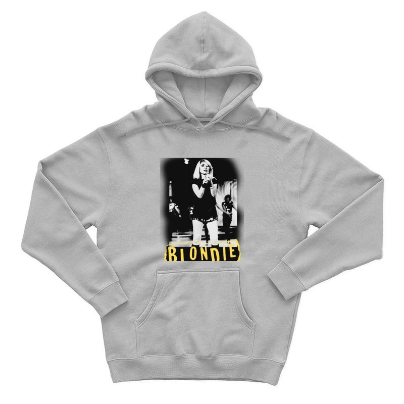 Iconic Blondie Concert Performance in Black and White, 1970s Male Pullover Hoodie