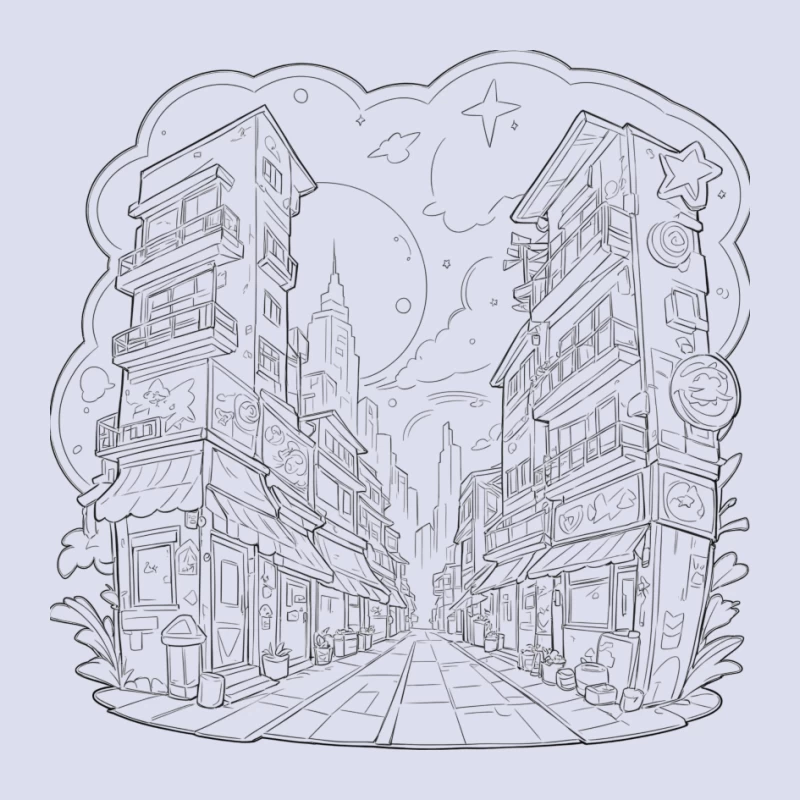 Urban Fantasy Street Scene Pin