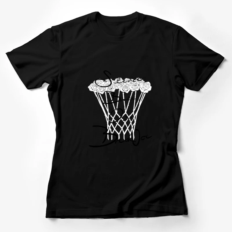 Panier de roses avec design textuel Femme T-Shirt
