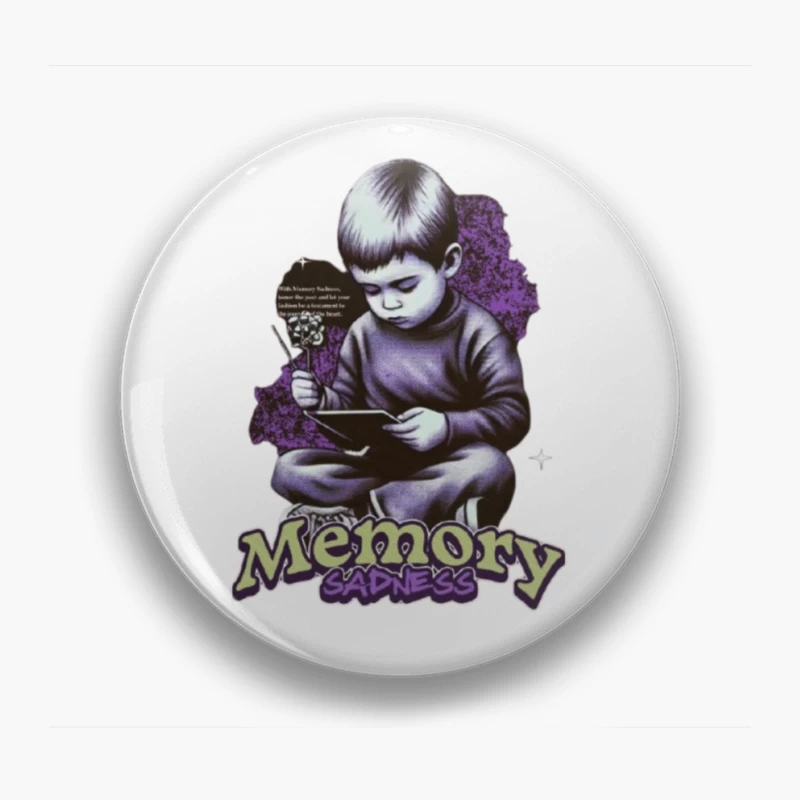 Nostalgic Memory and Sadness Artistic Illustration Pin