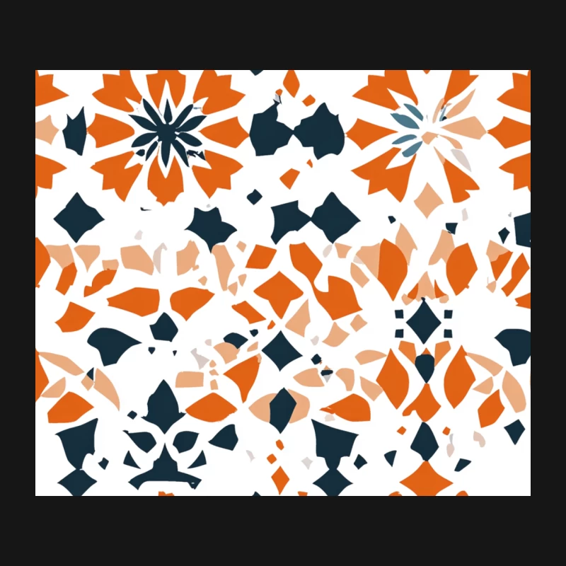 Abstract Geometric Kaleidoscope Pattern in Orange, Blue, and White Mouse Pad
