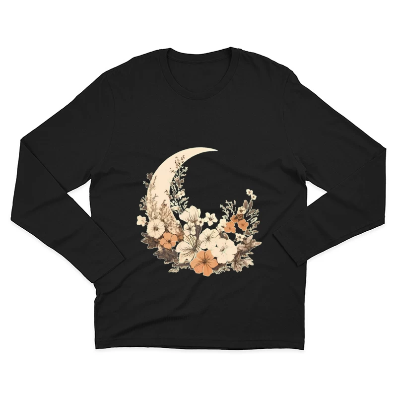 Blumenmond-Design Herren Langarm T-Shirt