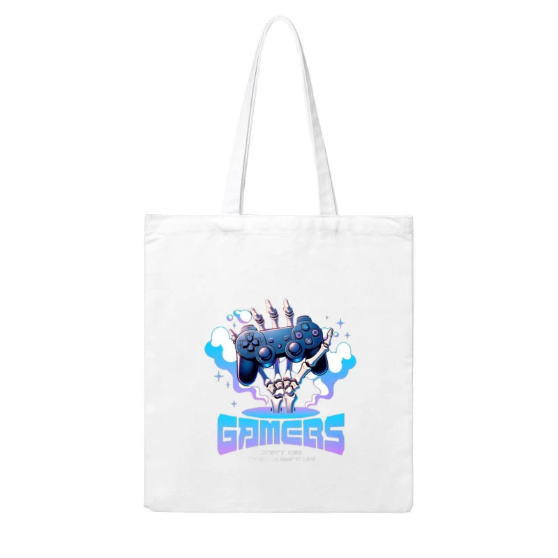 Skeletal Gamer's PlayStation Controller Art in Blue Cotton Tote Bag