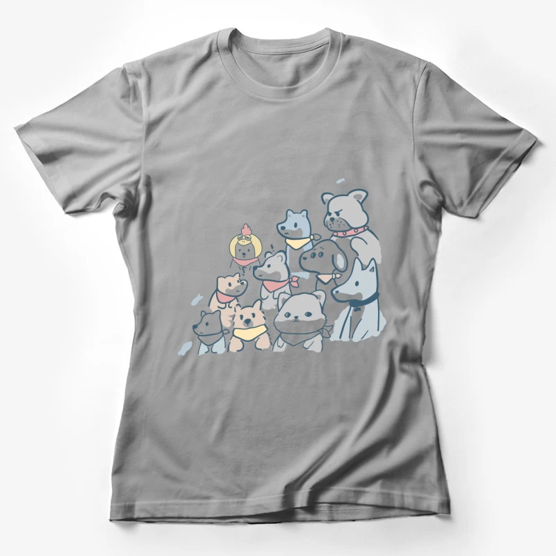 Bunte Hundegruppe mit Schals Damen T-Shirt