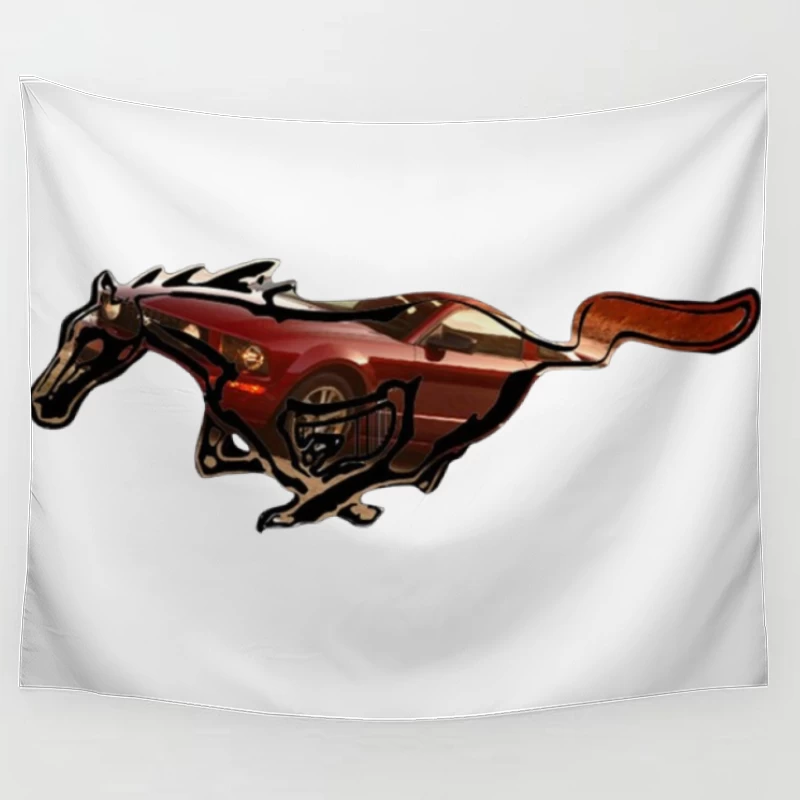 Ford Mustang Running Horse Logo Emblem Tapestry