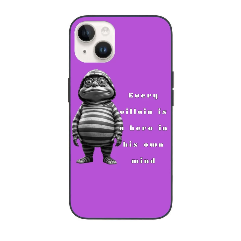 Quirky Cartoon Dinosaur in Striped Outfit and Glasses iPhone Case