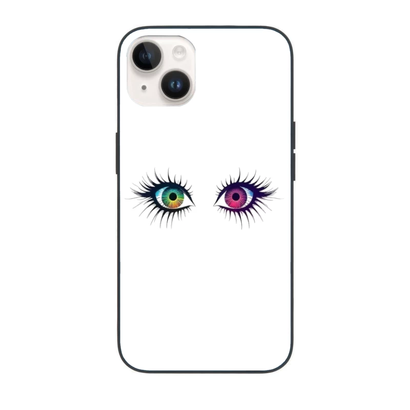 Artistic Illustration of Colorful Heterochromatic Eyes iPhone Case