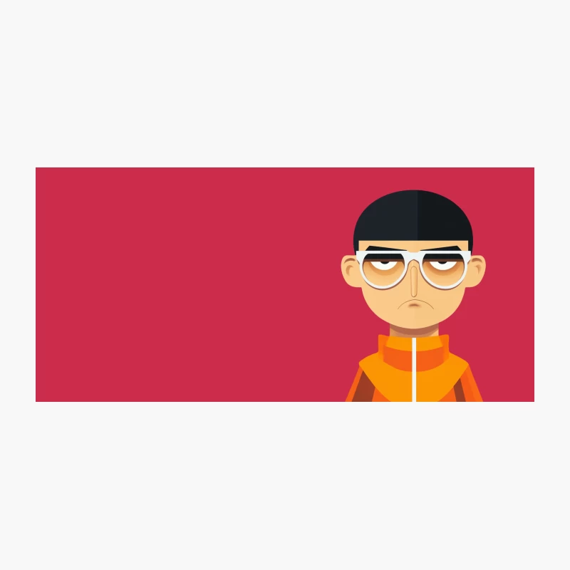 Grumpy Cartoon Character with Glasses in Orange Jacket Coffee Mug