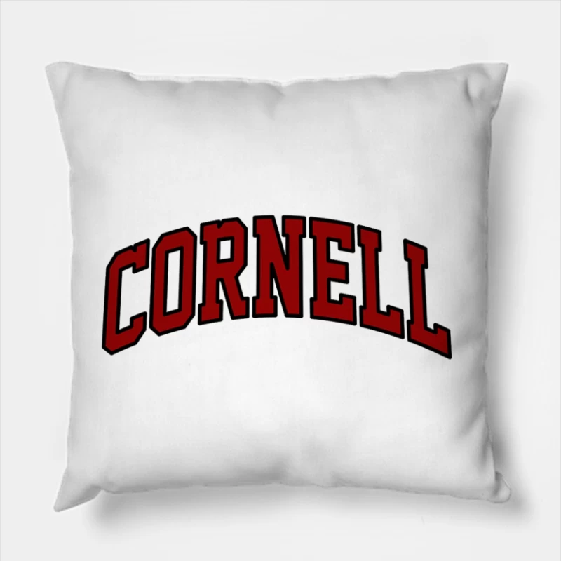 Cornell University Red Arched Text Logo Throw Pillow