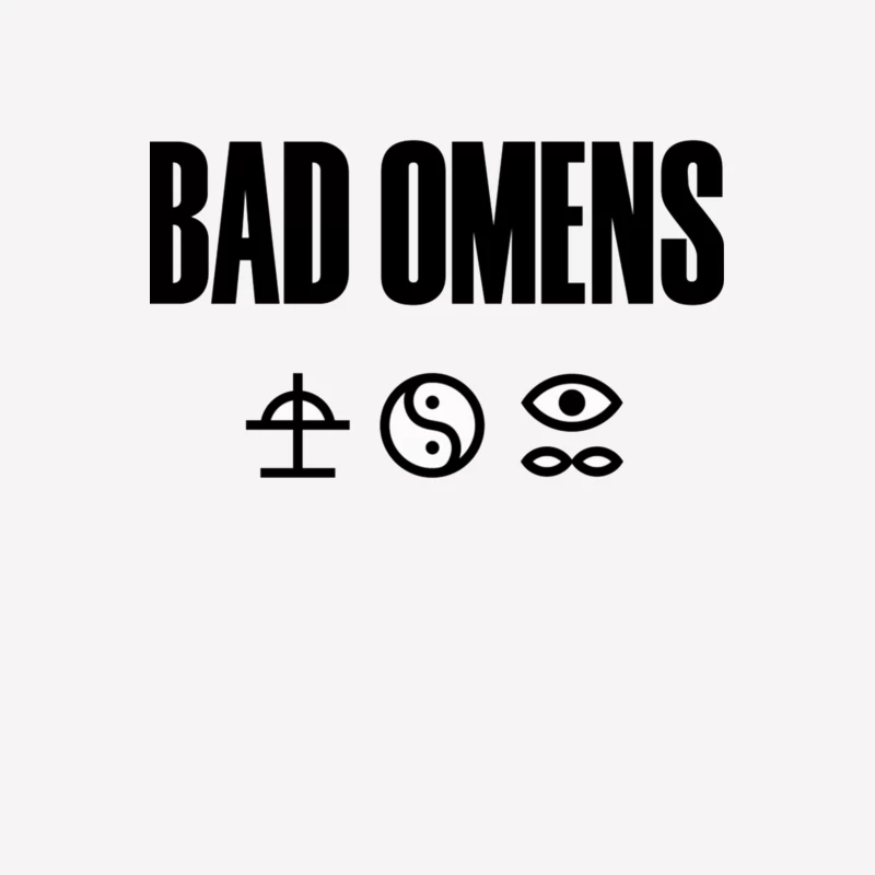 Bad Omens Band Logo with Mystical Symbols in Black and White Male T-Shirt