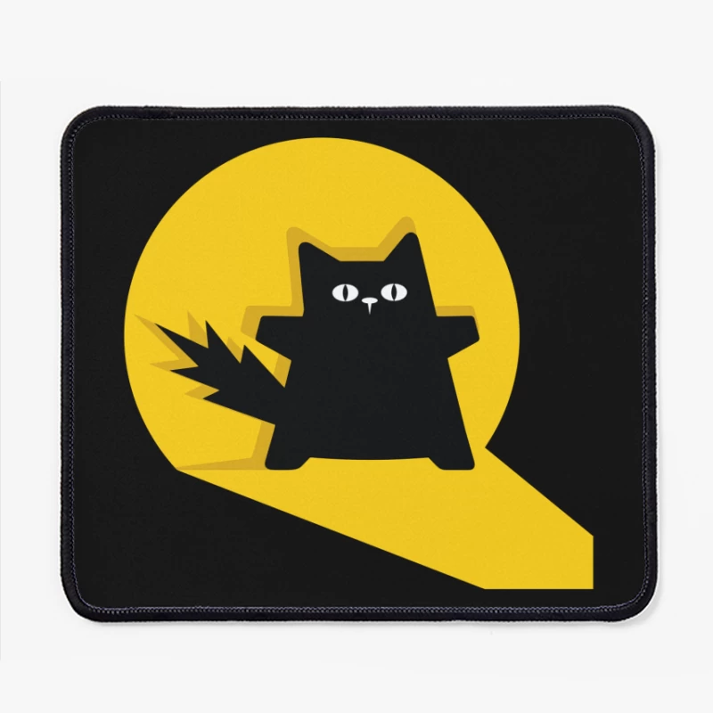 Bold Black Cat Spotlight Mouse Pad