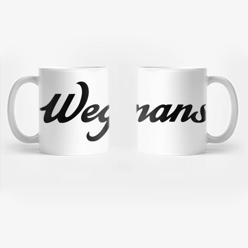 Wegmans Supermarket Chain Logo in Black Script Font Coffee Mug