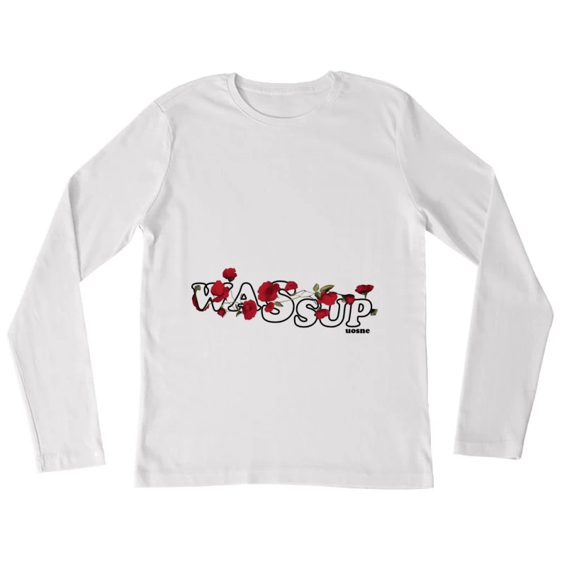 Rote Rosen und Begrüßung Damen Langarm T-Shirt
