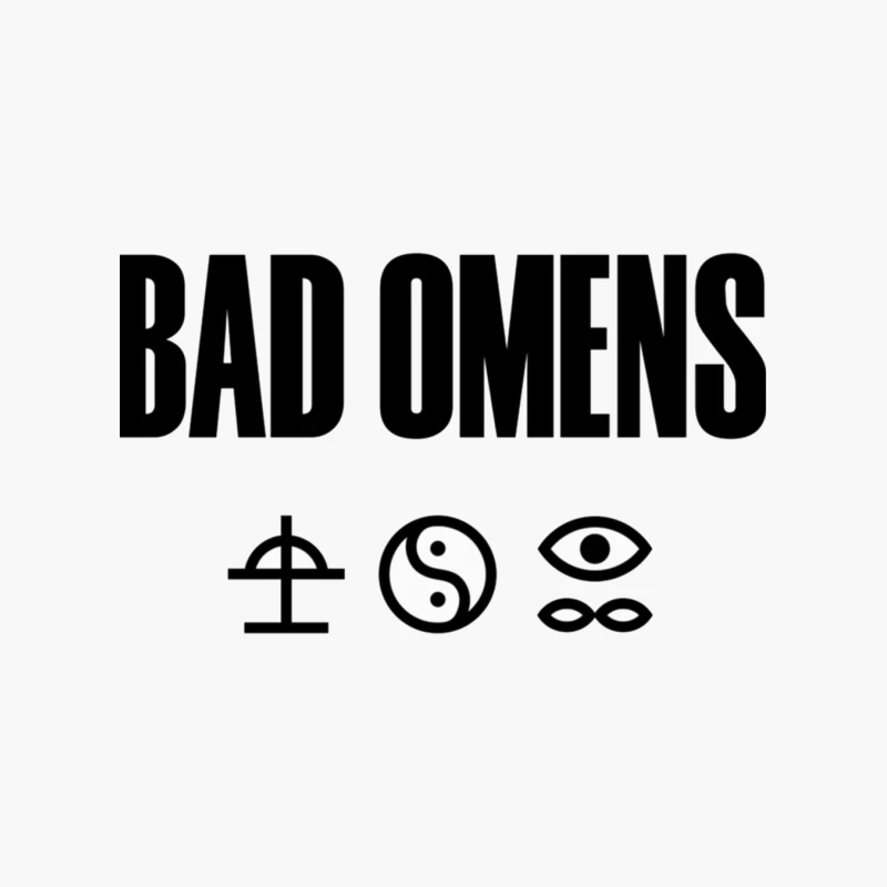 Bad Omens Band Logo with Mystical Symbols in Black and White Cotton Tote Bag