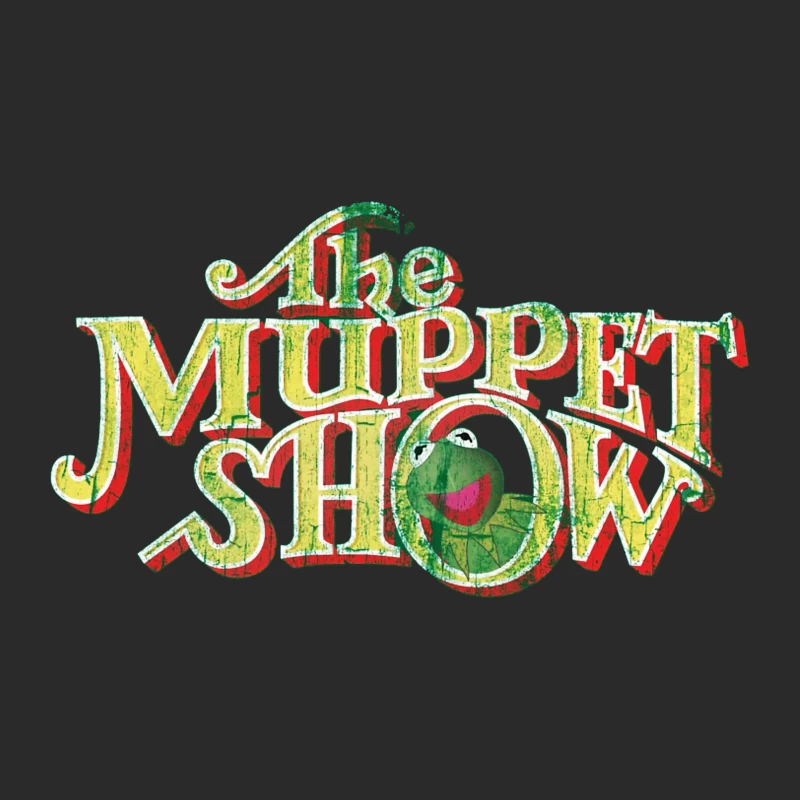 Vintage Logo Design of The Muppet Show with Green Frog Character Baseball Cap