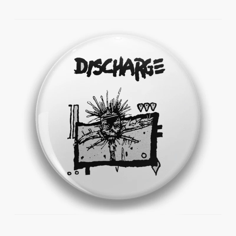 Discharge Punk Band Skull Logo Artwork Pin