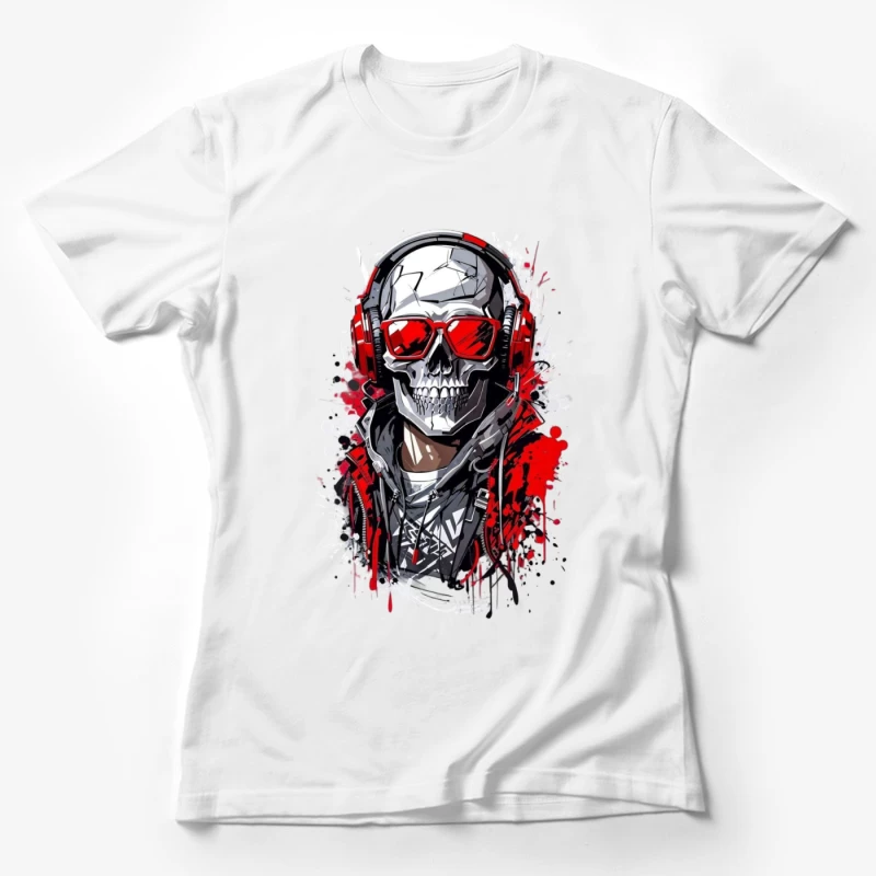 Cool Urban Skull with Headphones Female T-Shirt