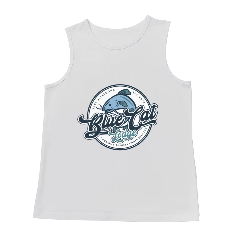 Blue Cat Lodge Restaurant & Bar Vintage Logo Design Male Tank Top