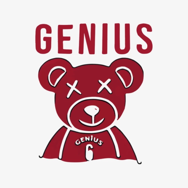 Roter Bär mit Genius-Schriftzug Herren Langarm T-Shirt