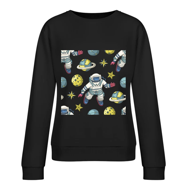 Astronauten und Planeten im Weltraum Damen Pullover Sweatshirt