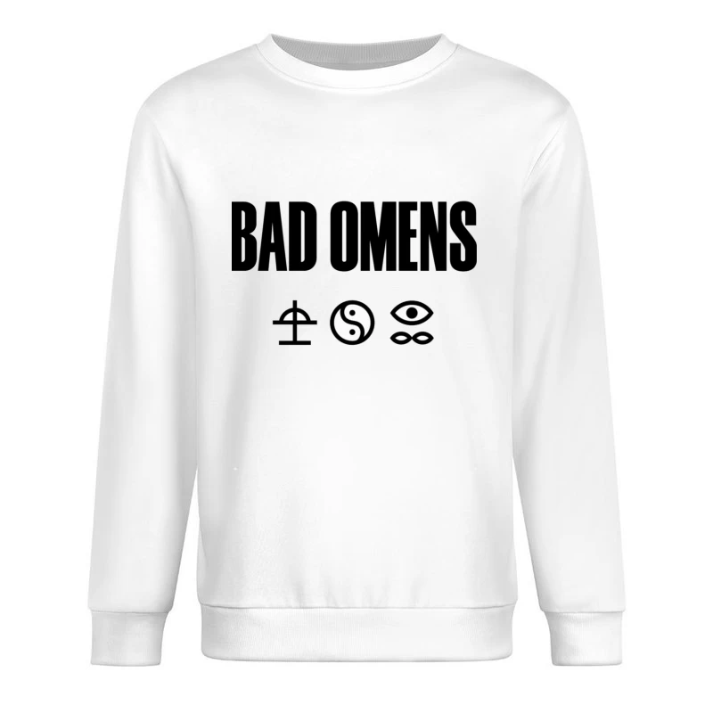 Bad Omens Band Logo with Mystical Symbols in Black and White Male Pullover Sweatshirt