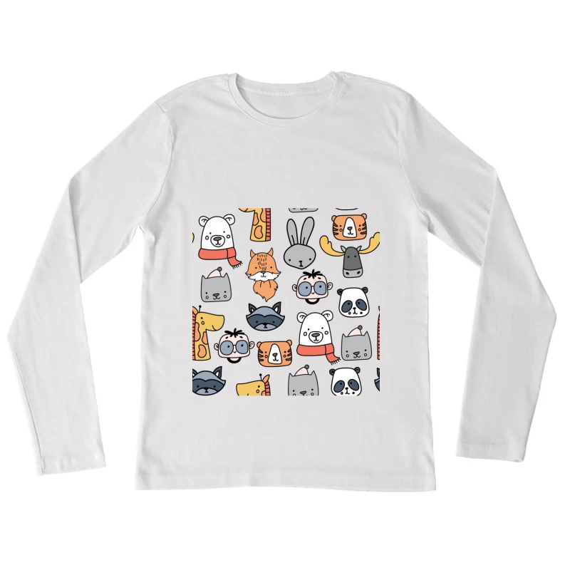Motifs d'animaux adorables et colorés Femme Manches Longues T-Shirt