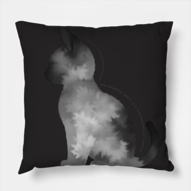 Artistic Black Cat Silhouette with Inspirational Text Throw Pillow