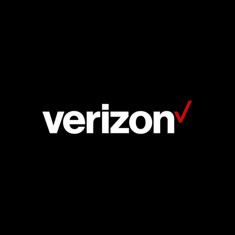 Verizon Corporate Logo with Red Checkmark Pin