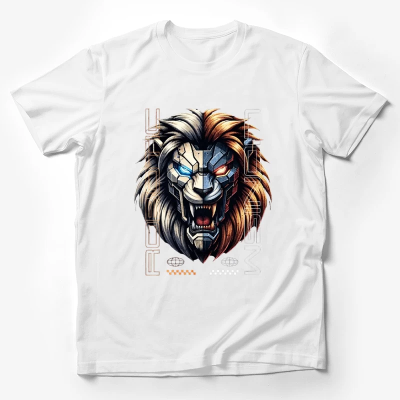 Cyberpunk Lion with Mechanical Face Male T-Shirt