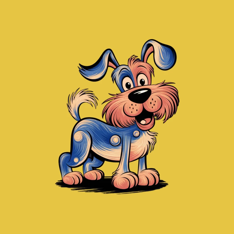 Cheerful Cartoon Dog: Colorful and Cute Animated Pet Illustration Male T-Shirt